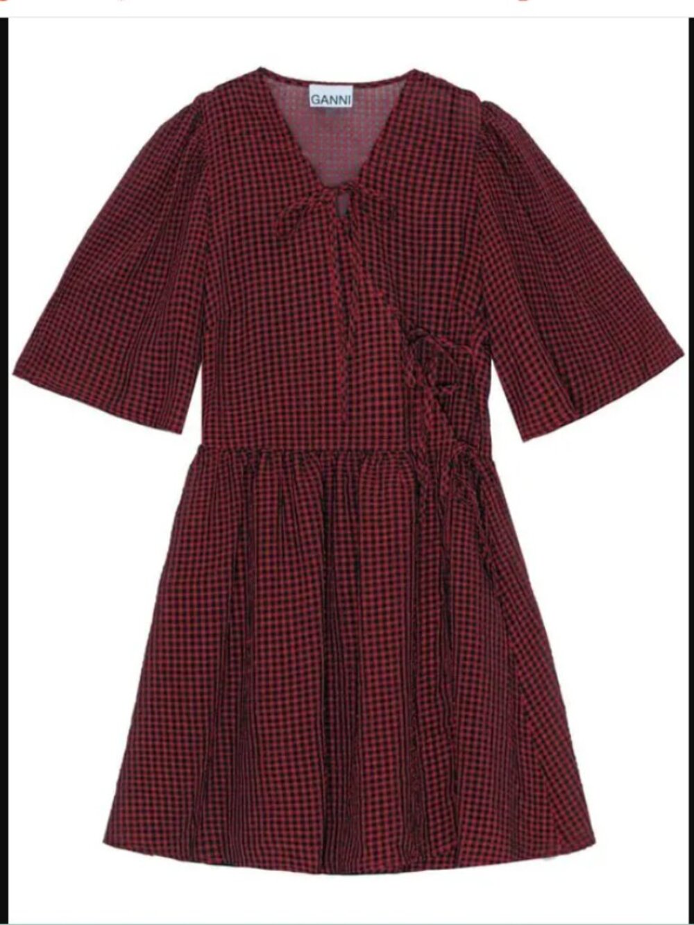 BNWT GANNI  Gingham-Print Mini Wrap Dress